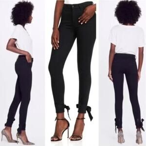 MOTHER Looker Black Jeans With Ankle Bows Size 27 4 Not Guilty Feminine